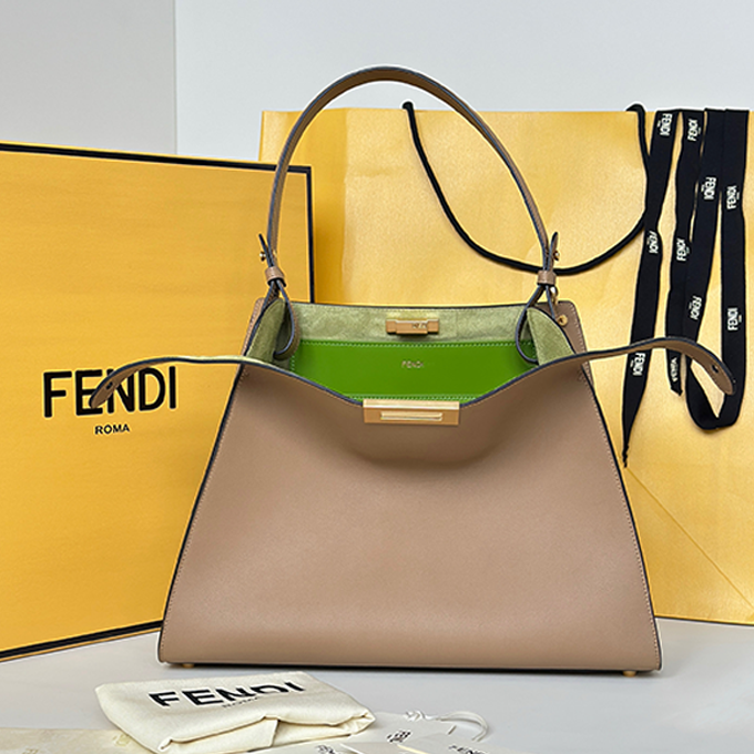 fendi way medium soft trapezoidal open‑top tote handbag